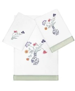 Linum Home Textiles Turkish Cotton Stella Embellished Towel Set, 3 Piece