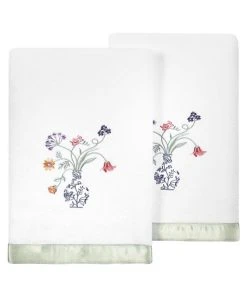Linum Home Textiles Turkish Cotton Stella Embellished Bath Towel Set, 2 Piece