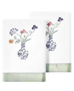 Linum Home Textiles Turkish Cotton Stella Embellished Hand Towel Set, 2 Piece
