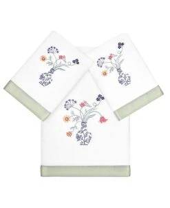 Linum Home Textiles Turkish Cotton Stella Embellished Towel Set, 3 Piece