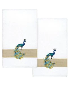 Linum Home Textiles Turkish Cotton Penelope Embellished Bath Towel Set, 2 Piece