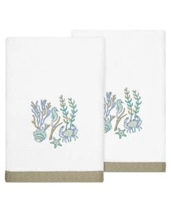 Linum Home Textiles Turkish Cotton Aaron Embellished Bath Towel Set, 2 Piece