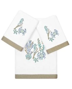 Linum Home Textiles Turkish Cotton Aaron Embellished Towel Set, 3 Piece