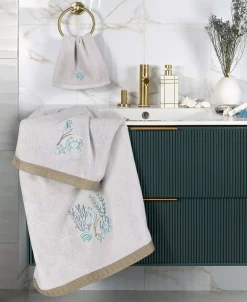 Linum Home Textiles Turkish Cotton Aaron Embellished Fingertip Towel Set, 2 Piece -Avanti Linens Shop 23165152 fpx