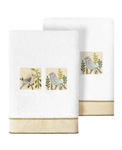 Linum Home Textiles Turkish Cotton Belinda Embellished Hand Towel Set, 2 Piece
