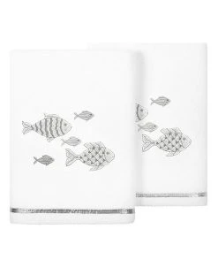 Linum Home Textiles Turkish Cotton Figi Embellished Hand Towel Set, 2 Piece