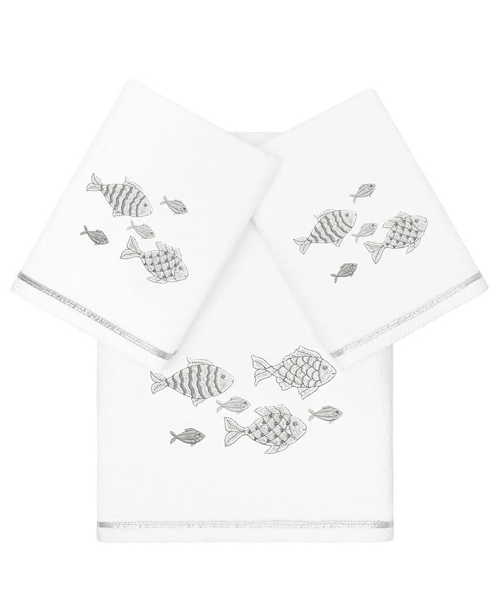 Linum Home Textiles Turkish Cotton Figi Embellished Towel Set, 3 Piece 3 Linum Home Textiles Turkish Cotton Figi Embellished Towel Set, 3 Piece