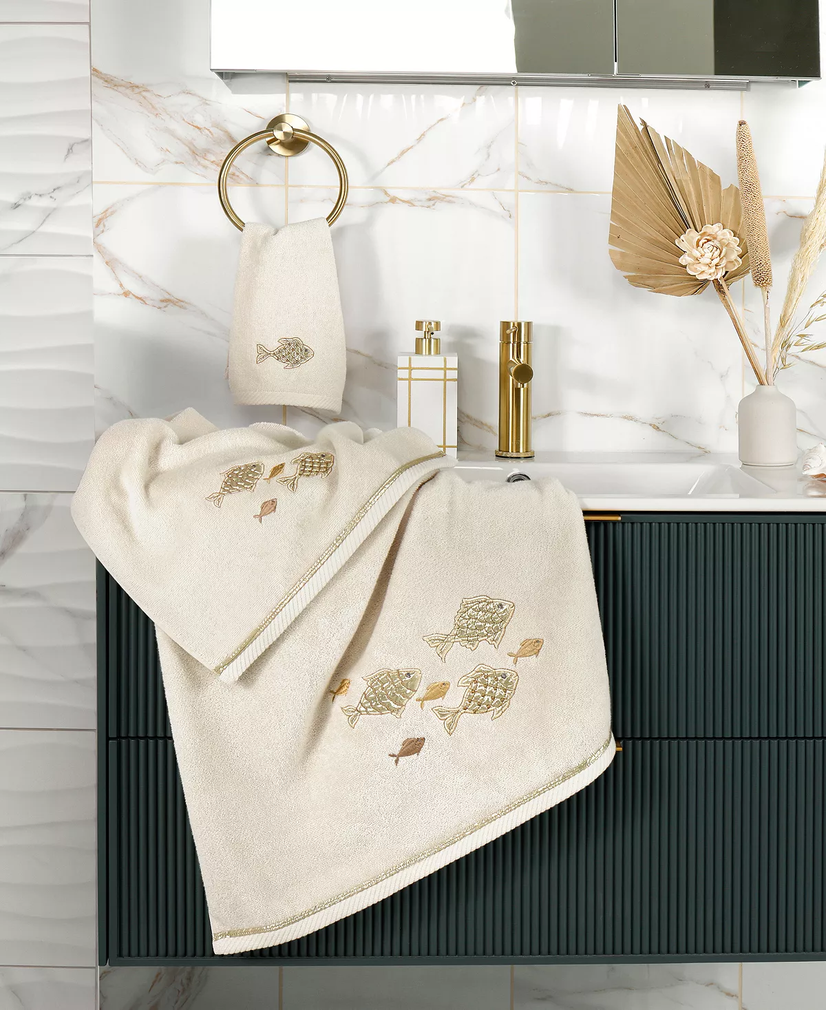 Linum Home Textiles Turkish Cotton Figi Embellished Fingertip Towel Set, 2 Piece 7 Linum Home Textiles Turkish Cotton Figi Embellished Fingertip Towel Set, 2 Piece - Image 5