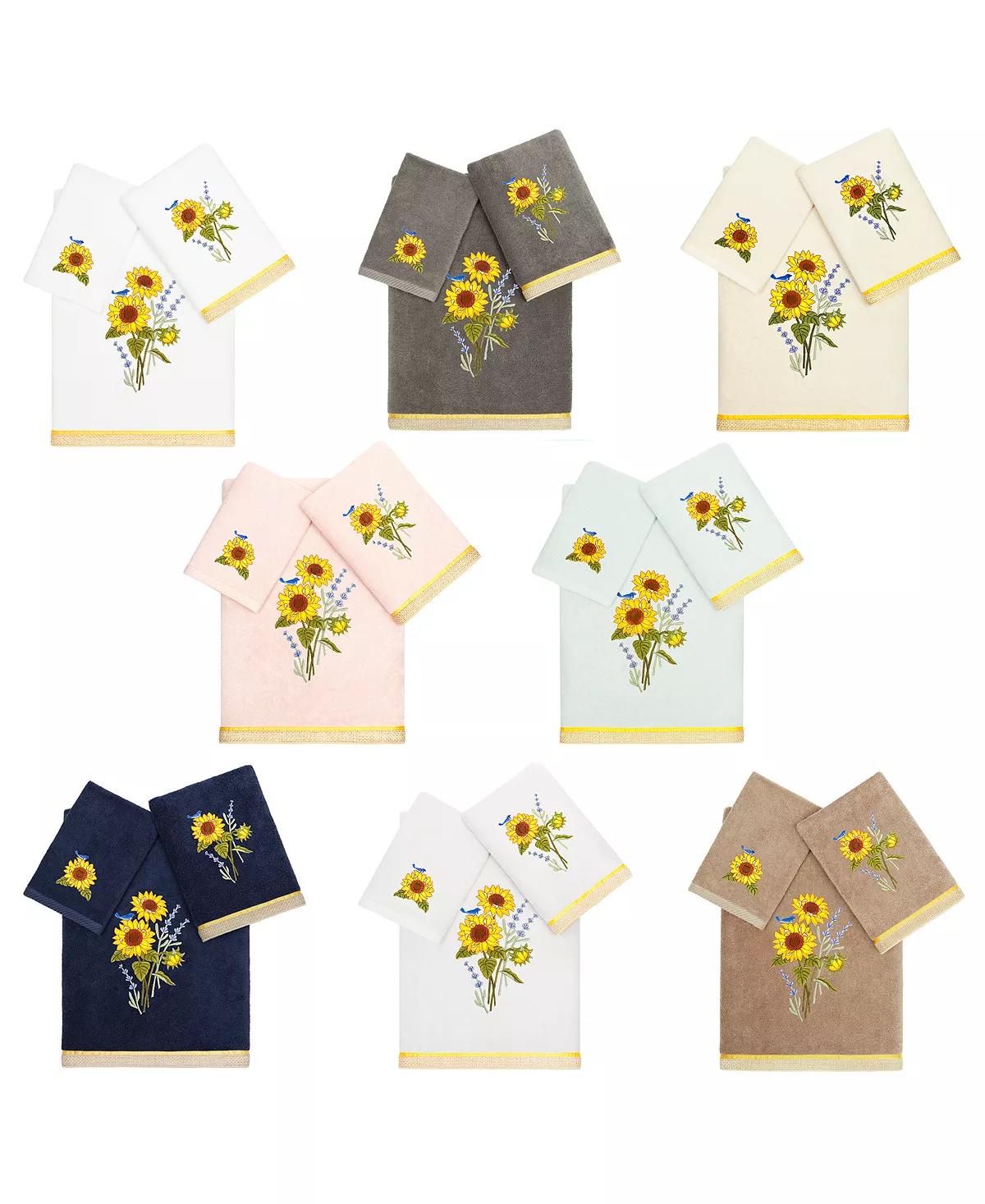 Linum Home Textiles Turkish Cotton Girasol Embellished Towel Sets Collection 3 Linum Home Textiles Turkish Cotton Girasol Embellished Towel Sets Collection