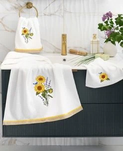 Linum Home Textiles Turkish Cotton Girasol Embellished Towel Set, 3 Piece -Avanti Linens Shop 23168844 fpx