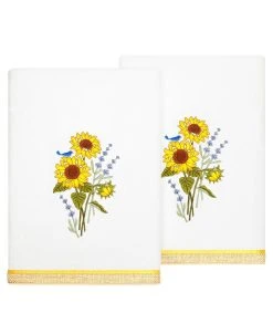 Linum Home Textiles Turkish Cotton Girasol Embellished Bath Towel Set, 2 Piece