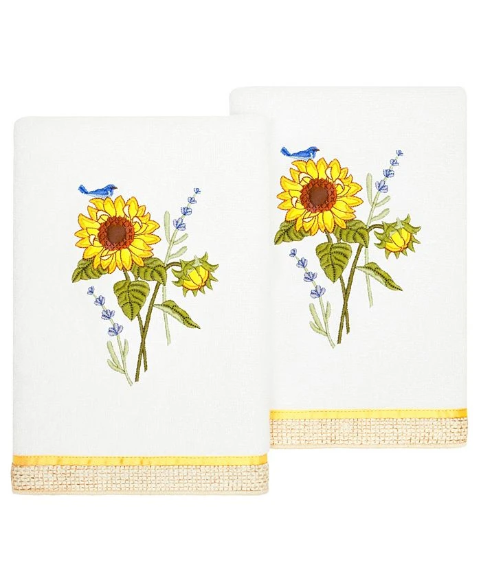 Linum Home Textiles Turkish Cotton Girasol Embellished Hand Towel Set, 2 Piece 3 Linum Home Textiles Turkish Cotton Girasol Embellished Hand Towel Set, 2 Piece