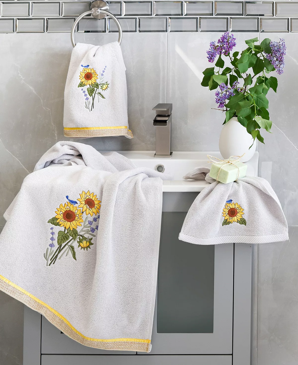 Linum Home Textiles Turkish Cotton Girasol Embellished Towel Set, 3 Piece 15 Linum Home Textiles Turkish Cotton Girasol Embellished Towel Set, 3 Piece - Image 13