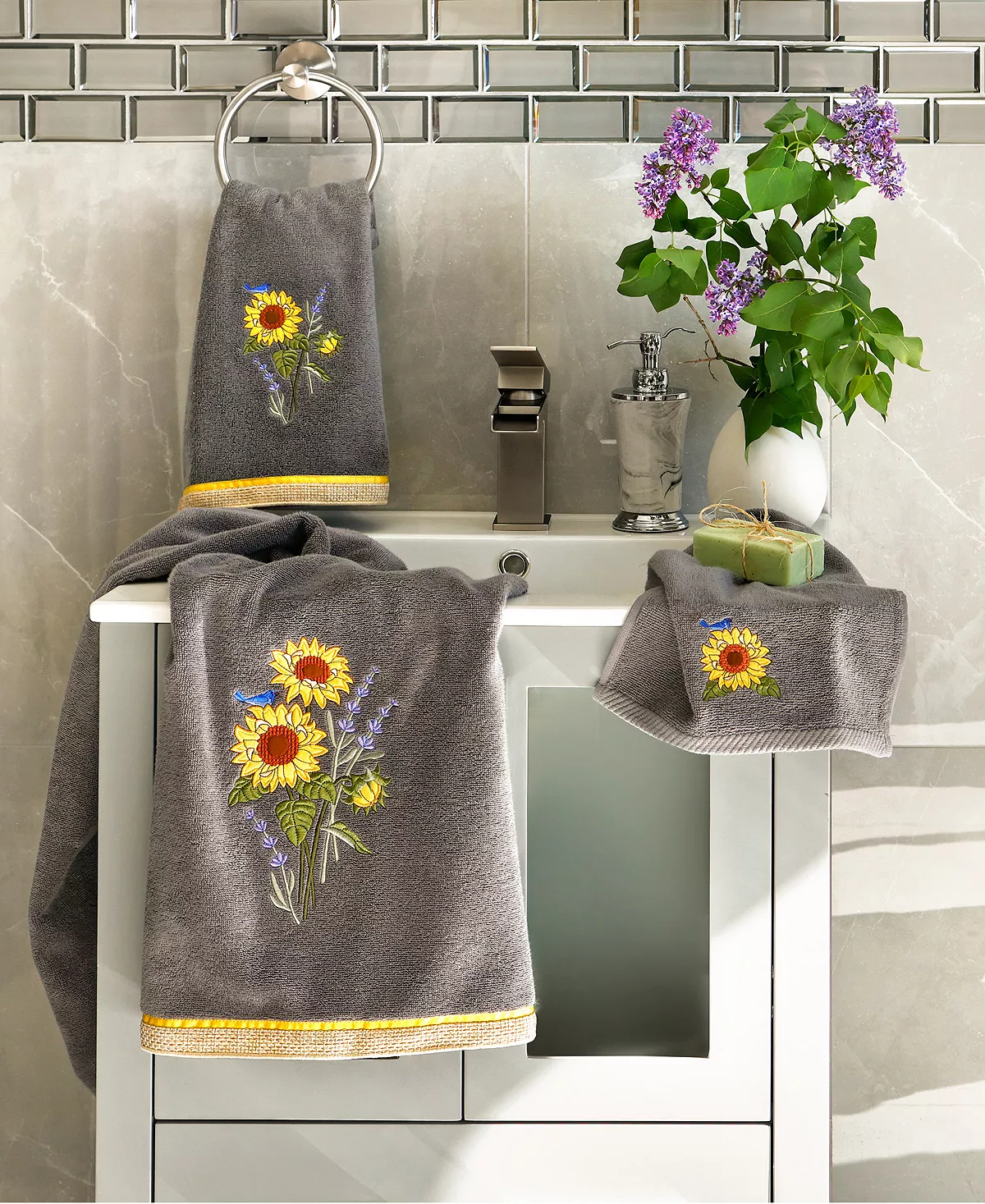 Linum Home Textiles Turkish Cotton Girasol Embellished Hand Towel Set, 2 Piece 14 Linum Home Textiles Turkish Cotton Girasol Embellished Hand Towel Set, 2 Piece - Image 12