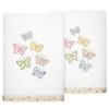 Linum Home Textiles Turkish Cotton Mariposa Embellished Hand Towel Set, 2 Piece