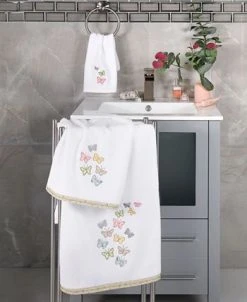 Linum Home Textiles Turkish Cotton Mariposa Embellished Hand Towel Set, 2 Piece -Avanti Linens Shop 23170930 fpx