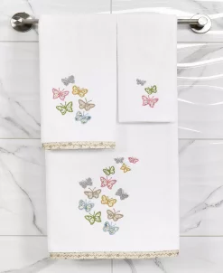 Linum Home Textiles Turkish Cotton Mariposa Embellished Fingertip Towel Set, 2 Piece -Avanti Linens Shop 23170985 fpx