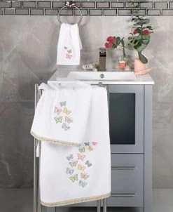 Linum Home Textiles Turkish Cotton Mariposa Embellished Fingertip Towel Set, 2 Piece -Avanti Linens Shop 23170998 fpx