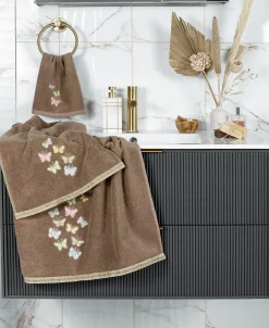 Linum Home Textiles Turkish Cotton Mariposa Embellished Fingertip Towel Set, 2 Piece -Avanti Linens Shop 23171769 fpx