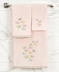 Linum Home Textiles Turkish Cotton Mariposa Embellished Hand Towel Set, 2 Piece -Avanti Linens Shop 23172230 fpx