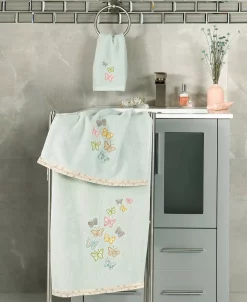 Linum Home Textiles Turkish Cotton Mariposa Embellished Fingertip Towel Set, 2 Piece -Avanti Linens Shop 23172769 fpx