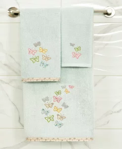 Linum Home Textiles Turkish Cotton Mariposa Embellished Towel Set, 3 Piece -Avanti Linens Shop 23172803 fpx