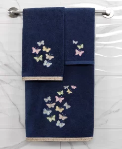 Linum Home Textiles Turkish Cotton Mariposa Embellished Fingertip Towel Set, 2 Piece -Avanti Linens Shop 23173019 fpx