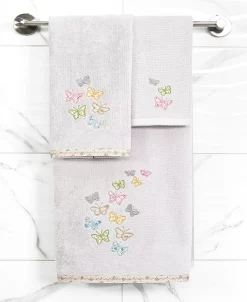 Linum Home Textiles Turkish Cotton Mariposa Embellished Fingertip Towel Set, 2 Piece -Avanti Linens Shop 23173354 fpx