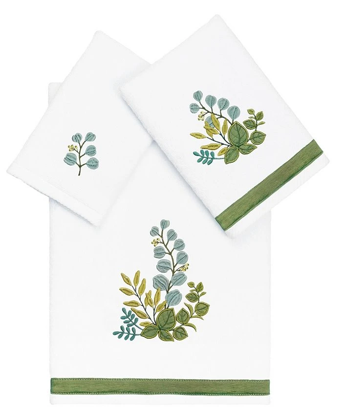 Linum Home Textiles Turkish Cotton Botanica Embellished Towel Set, 3 Piece 3 Linum Home Textiles Turkish Cotton Botanica Embellished Towel Set, 3 Piece