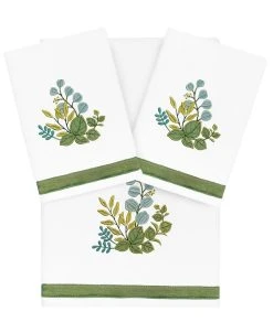 Linum Home Textiles Turkish Cotton Botanica Embellished Towel Set, 3 Piece