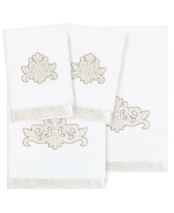 Linum Home Textiles Turkish Cotton May Embellished Towel Set, 4 Piece