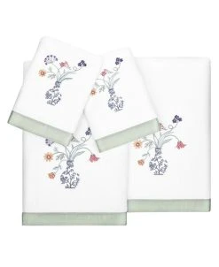 Linum Home Textiles Turkish Cotton Stella Embellished Towel Set, 4 Piece
