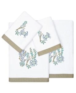 Linum Home Textiles Turkish Cotton Aaron Embellished Towel Set, 4 Piece