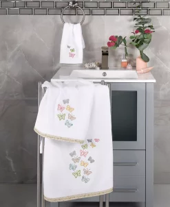 Linum Home Textiles Turkish Cotton Mariposa Embellished Towel Set, 4 Piece -Avanti Linens Shop 23177549 fpx