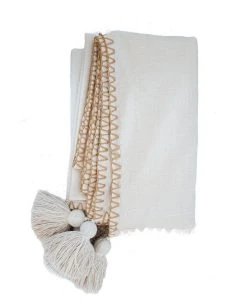 Anaya Home Blanket Stitch Throw With Tassels 50x70
