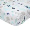 Lambs & Ivy Oceania 100% Cotton Blue/Gray/White Whale With Octopus And Fish Nautical Ocean Theme Fitted Crib Sheet -Avanti Linens Shop 23632283 fpx