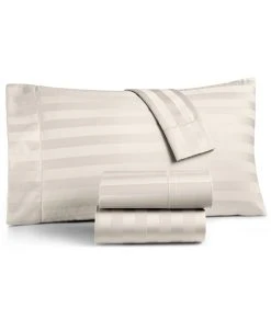 Charter Club 1.5 Stripe 550 Thread Count 100% Supima Cotton Fitted Sheet, Twin, Created For Macy's